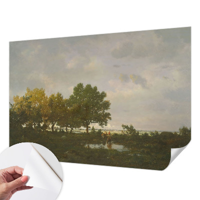 Peel and stick wall mural with a forest landscape design