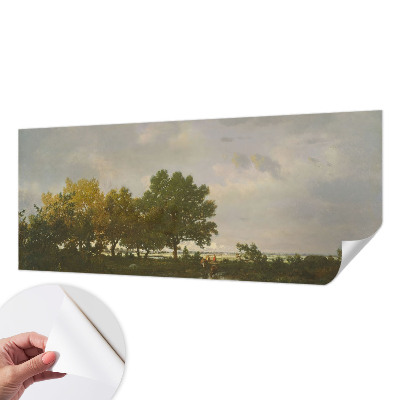 Peel and stick wall mural with a forest landscape design