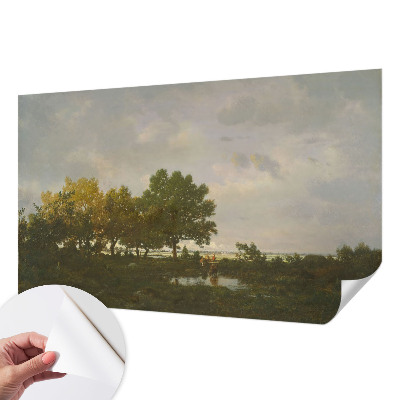 Peel and stick wall mural with a forest landscape design