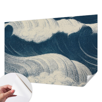 Baby room wall mural with a sea waves design