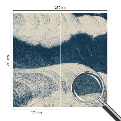 Baby room wall mural with a sea waves design