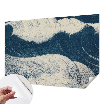 Baby room wall mural with a sea waves design