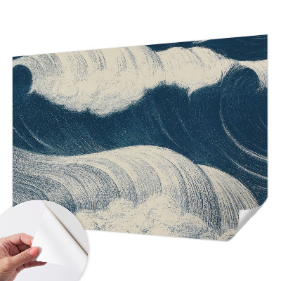 Baby room wall mural with a sea waves design