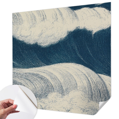 Baby room wall mural with a sea waves design