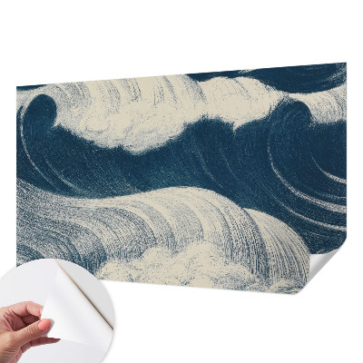 Baby room wall mural with a sea waves design