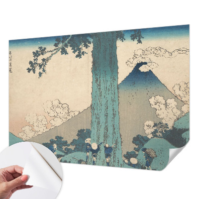 Peel and stick wallpaper mural with a mountain panorama design