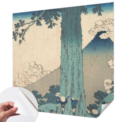 Peel and stick wallpaper mural with a mountain panorama design