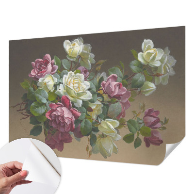 Self-adhesive wall mural with a floral elegance design