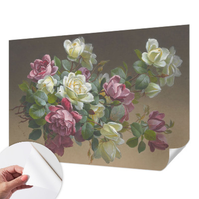 Self-adhesive wall mural with a floral elegance design