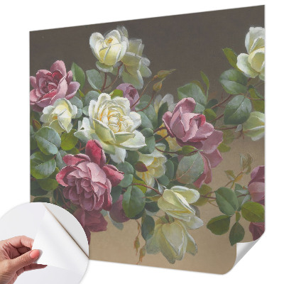 Self-adhesive wall mural with a floral elegance design