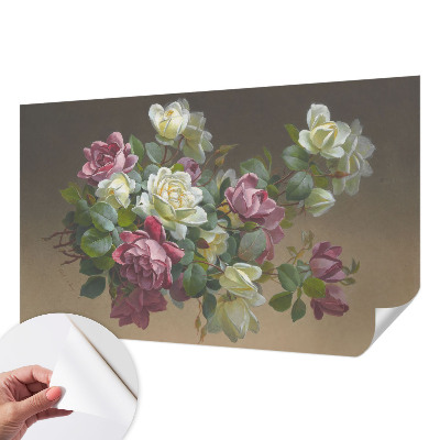 Self-adhesive wall mural with a floral elegance design
