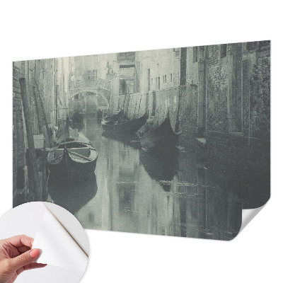 Peel and stick wall mural for bedroom featuring an old canal scene