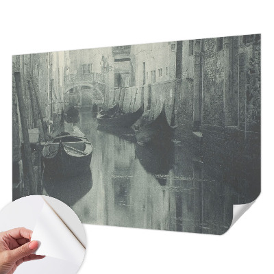 Peel and stick wall mural for bedroom featuring an old canal scene