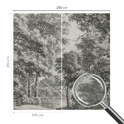 Removable wall mural with a forest scenery design
