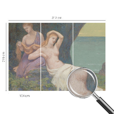 Peel and stick wall mural for living room Seaside scene