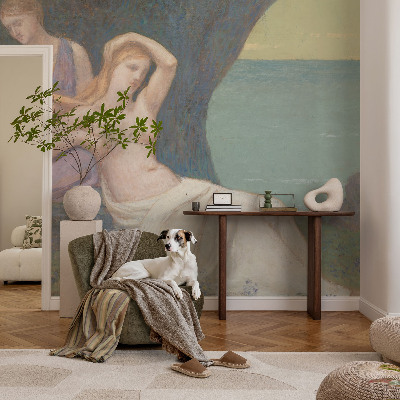 Peel and stick wall mural for living room Seaside scene