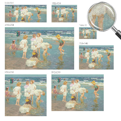 Nursery wall mural with a beach childhood illustration