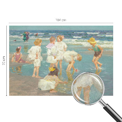 Nursery wall mural with a beach childhood illustration