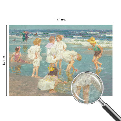 Nursery wall mural with a beach childhood illustration