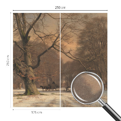 Children's wall mural with a winter landscape design