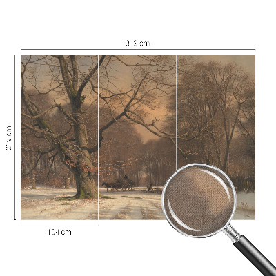 Children's wall mural with a winter landscape design