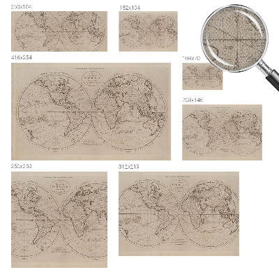Baby room wall mural with an old map design
