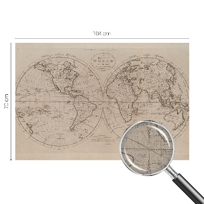 Baby room wall mural with an old map design