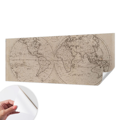 Baby room wall mural with an old map design