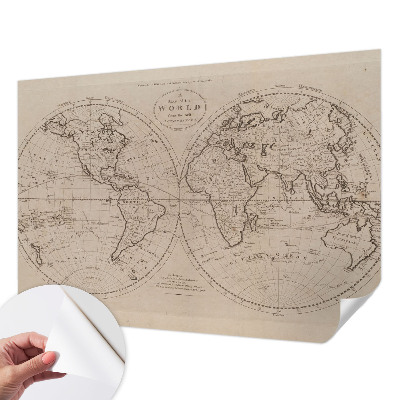 Baby room wall mural with an old map design