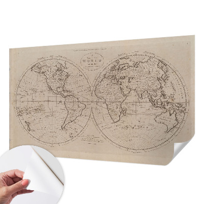 Baby room wall mural with an old map design