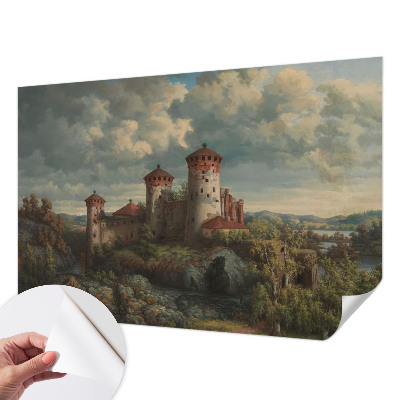 Peel and stick wallpaper mural with a romantic landscape design
