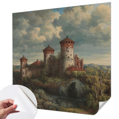 Peel and stick wallpaper mural with a romantic landscape design