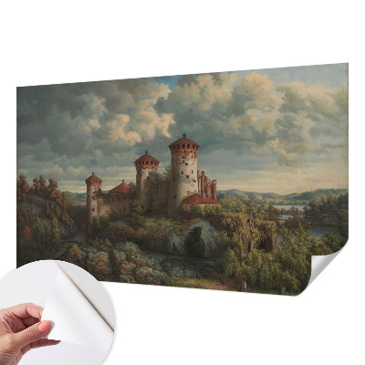 Peel and stick wallpaper mural with a romantic landscape design