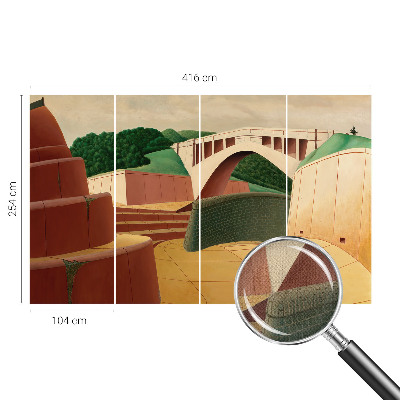 Self-adhesive wall mural featuring a peaceful landscape design