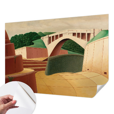 Self-adhesive wall mural featuring a peaceful landscape design