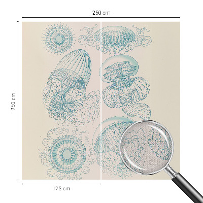 Removable wall mural wallpaper with a sea jellyfish design