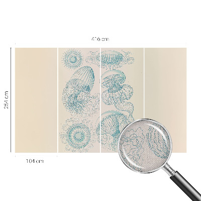 Removable wall mural wallpaper with a sea jellyfish design