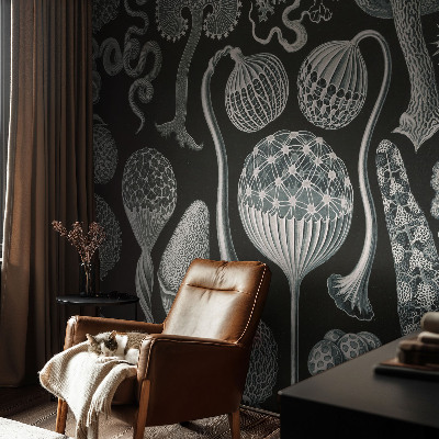 3D wall mural with a magical plants motif