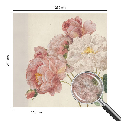 Nursery wall mural with a romantic rose motif