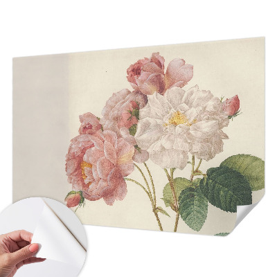 Nursery wall mural with a romantic rose motif