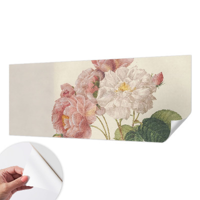 Nursery wall mural with a romantic rose motif