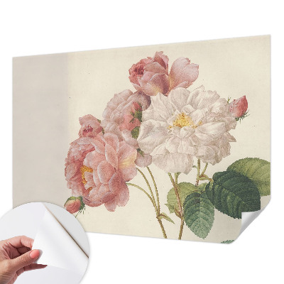 Nursery wall mural with a romantic rose motif