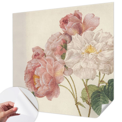 Nursery wall mural with a romantic rose motif