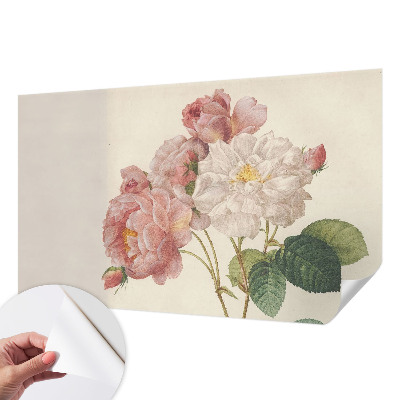 Nursery wall mural with a romantic rose motif