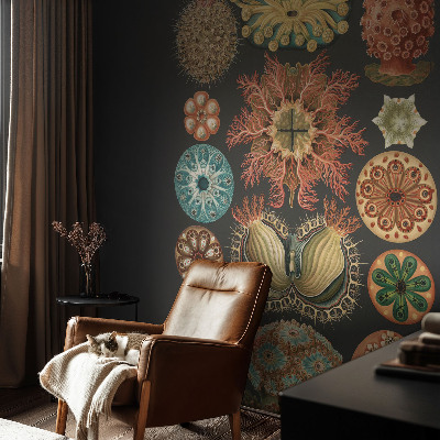 Peel and stick wall mural for living room featuring sea-inspired motifs