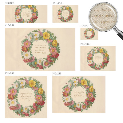 Children's wall mural with a floral wreath design
