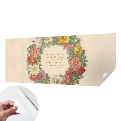 Children's wall mural with a floral wreath design