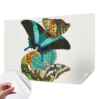 Baby room wall mural with colorful butterflies