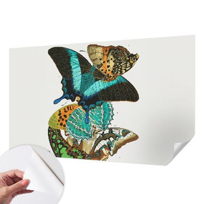 Baby room wall mural with colorful butterflies