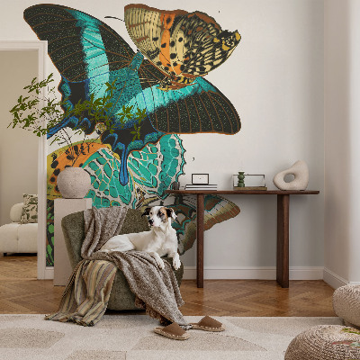 Baby room wall mural with colorful butterflies